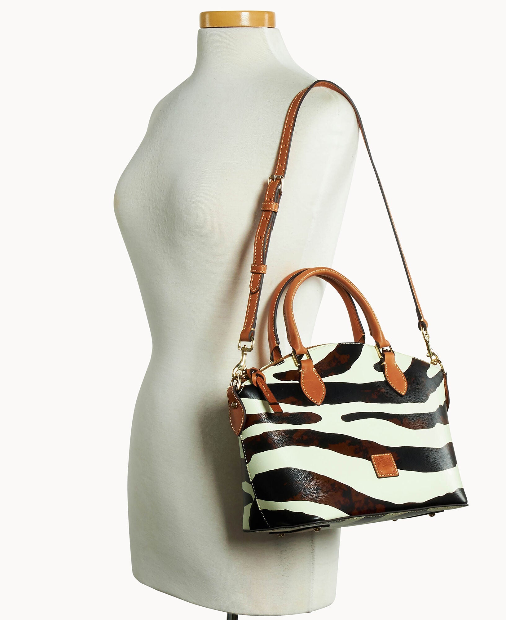 Zebra Leather Geena Satchel