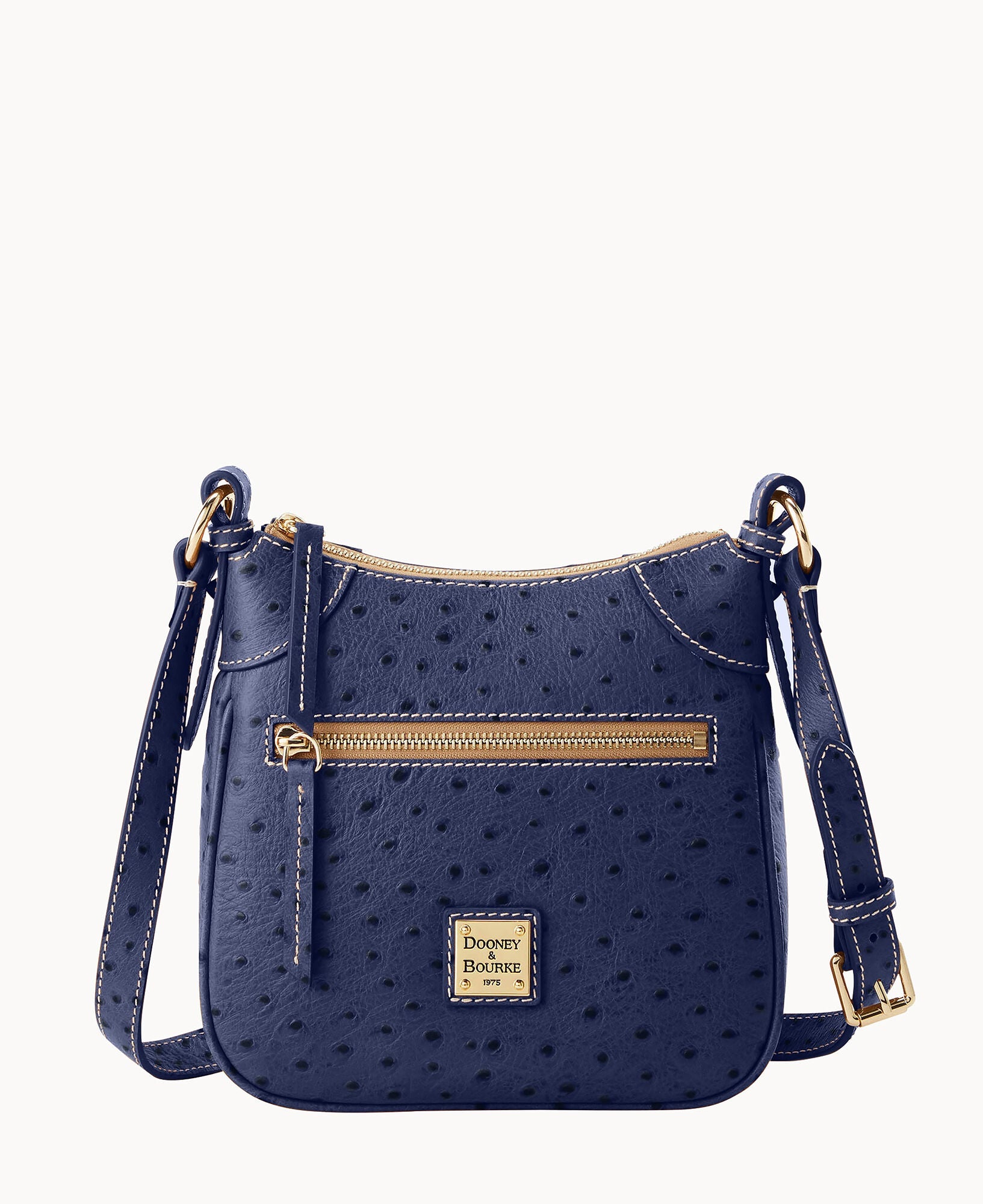 Ostrich Front Zip Crossbody