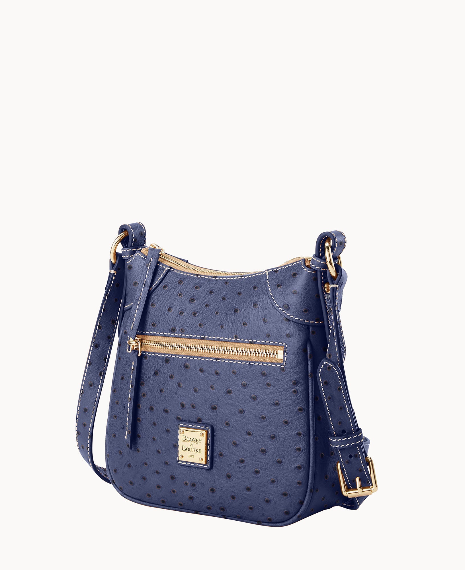 Ostrich Front Zip Crossbody
