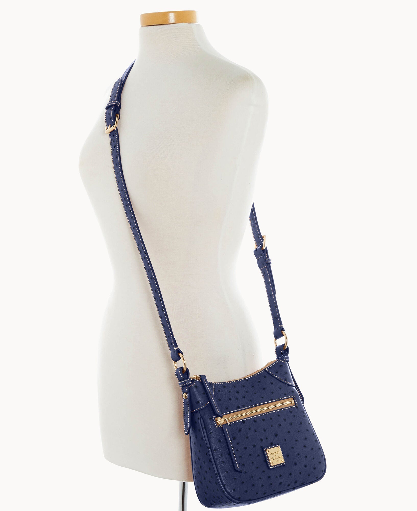 Ostrich Front Zip Crossbody
