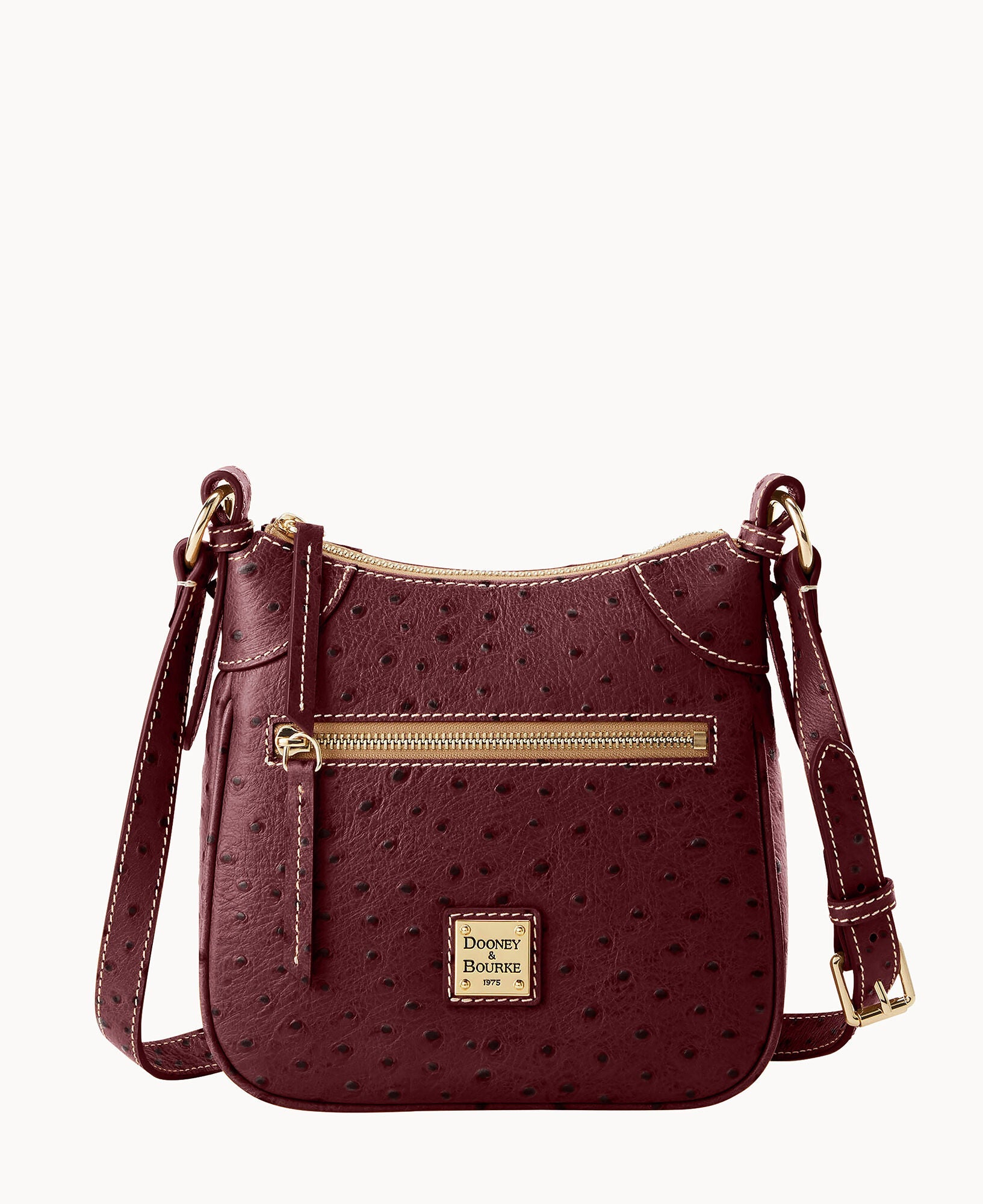 Ostrich Front Zip Crossbody
