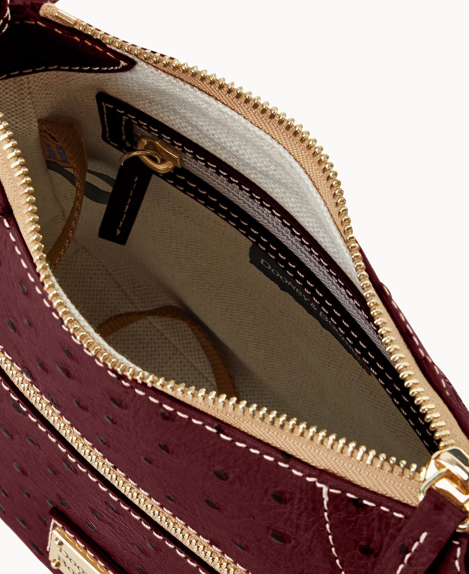 Ostrich Front Zip Crossbody