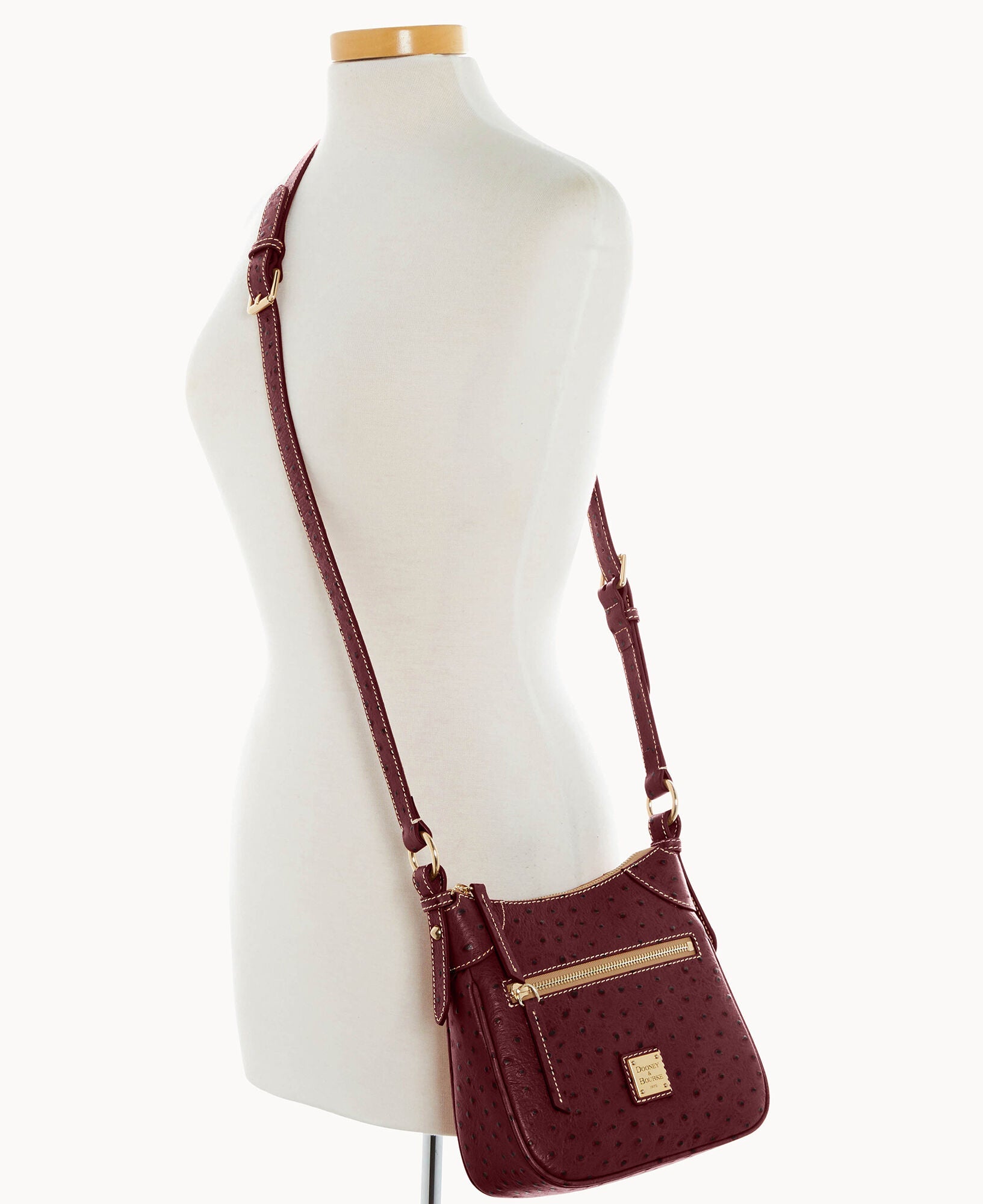 Ostrich Front Zip Crossbody