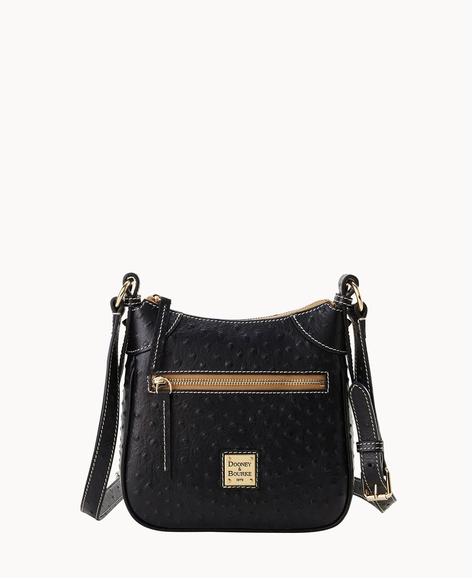 Ostrich Front Zip Crossbody