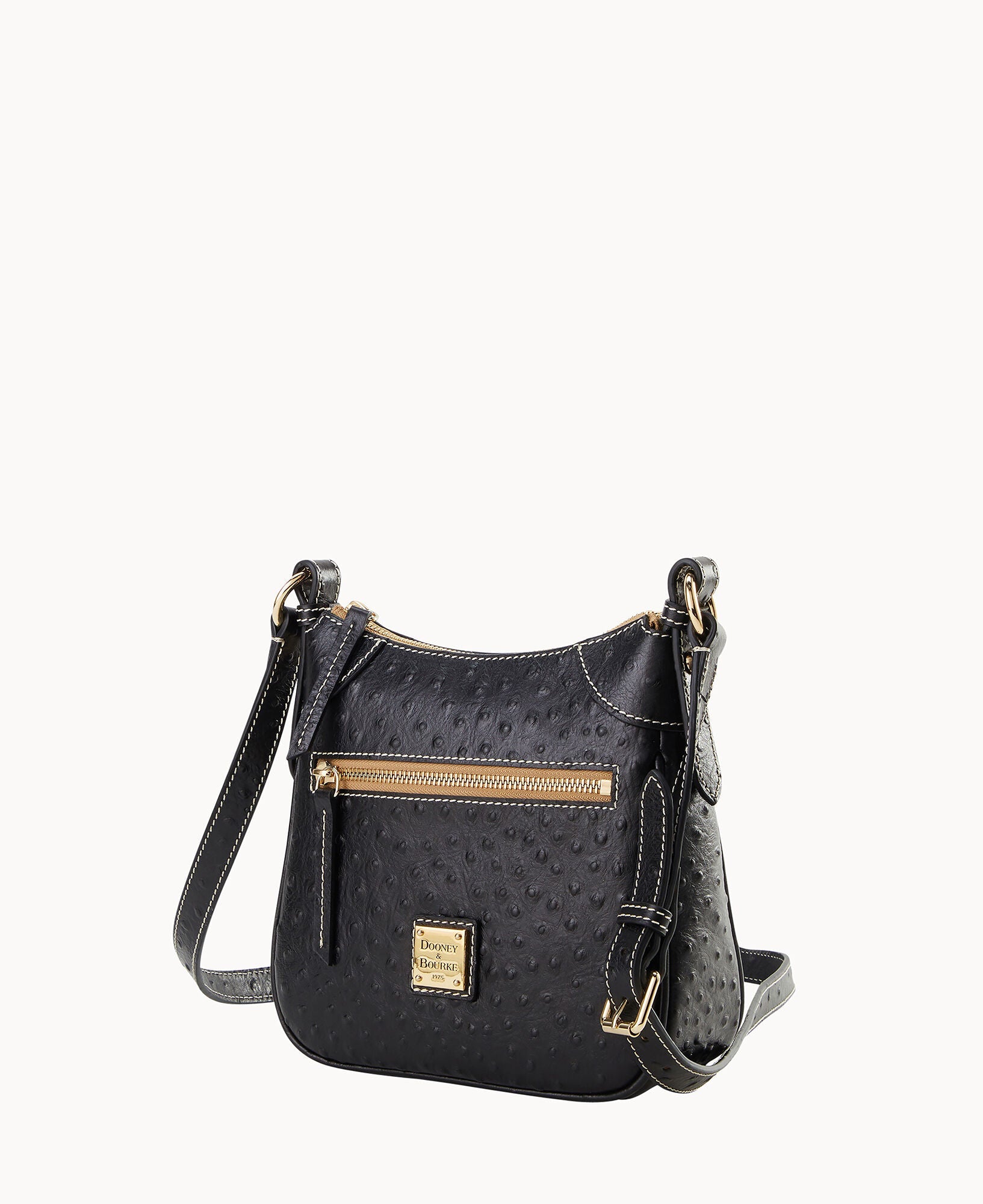 Ostrich Front Zip Crossbody
