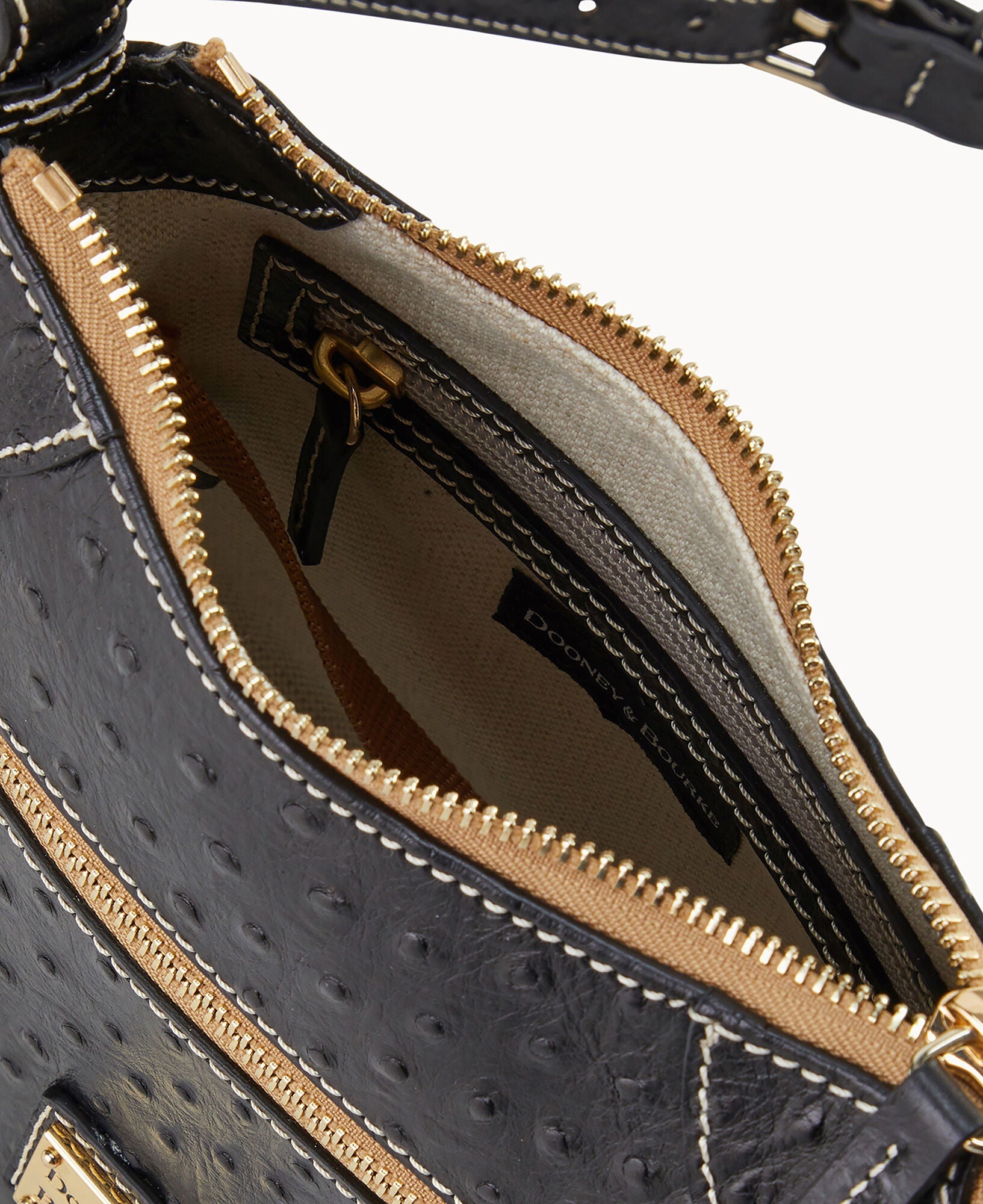 Ostrich Front Zip Crossbody