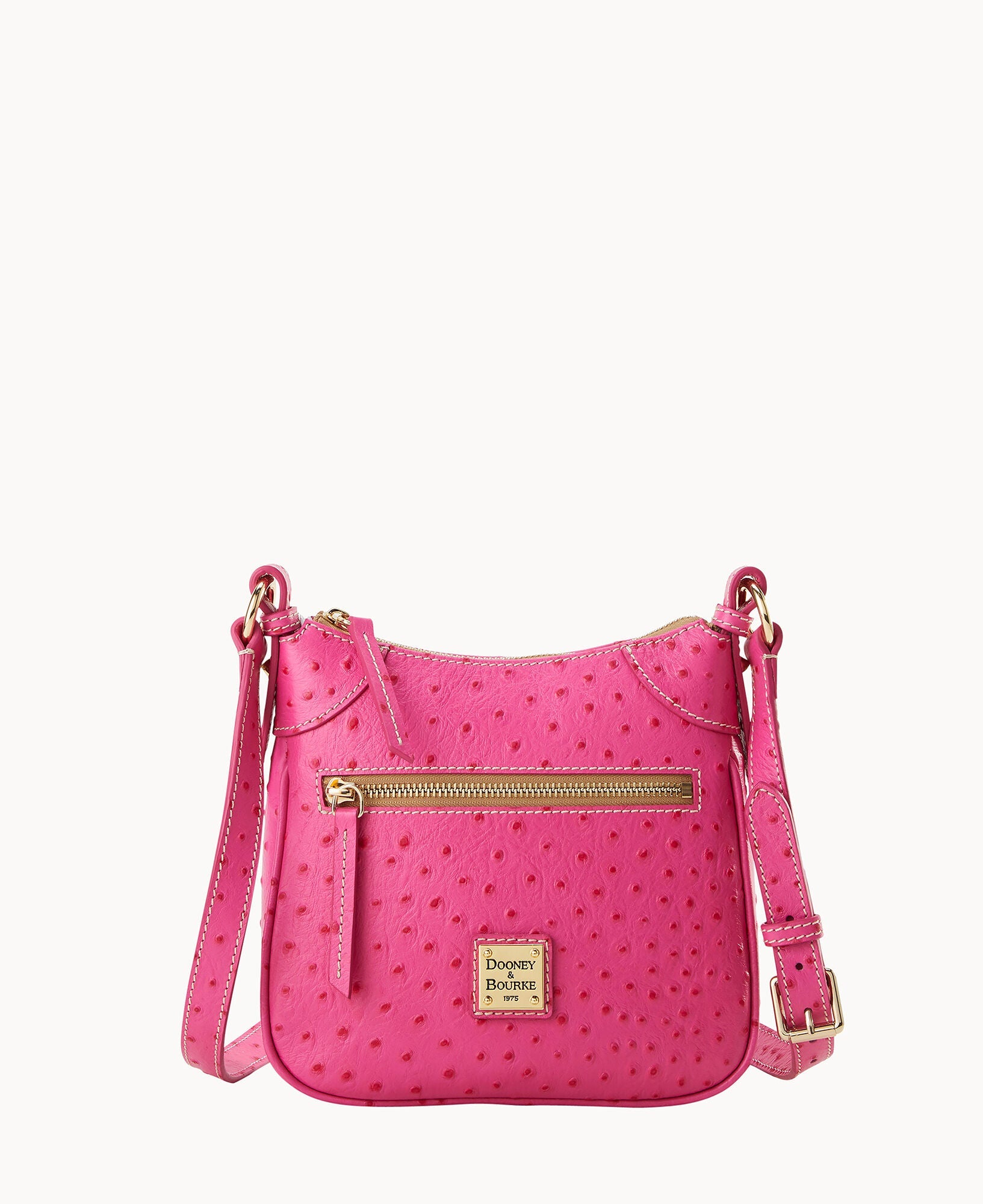 Ostrich Front Zip Crossbody