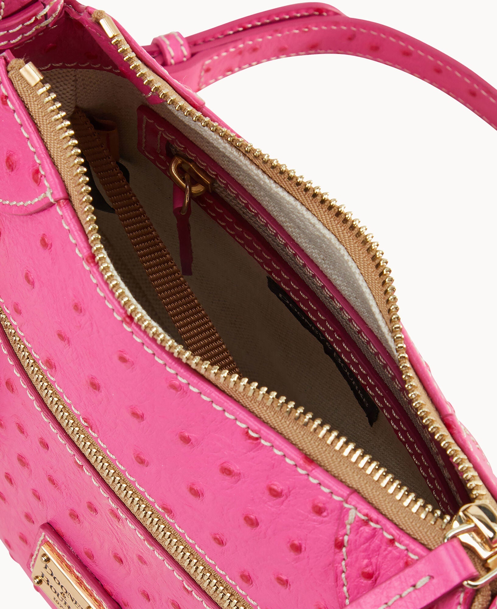 Ostrich Front Zip Crossbody