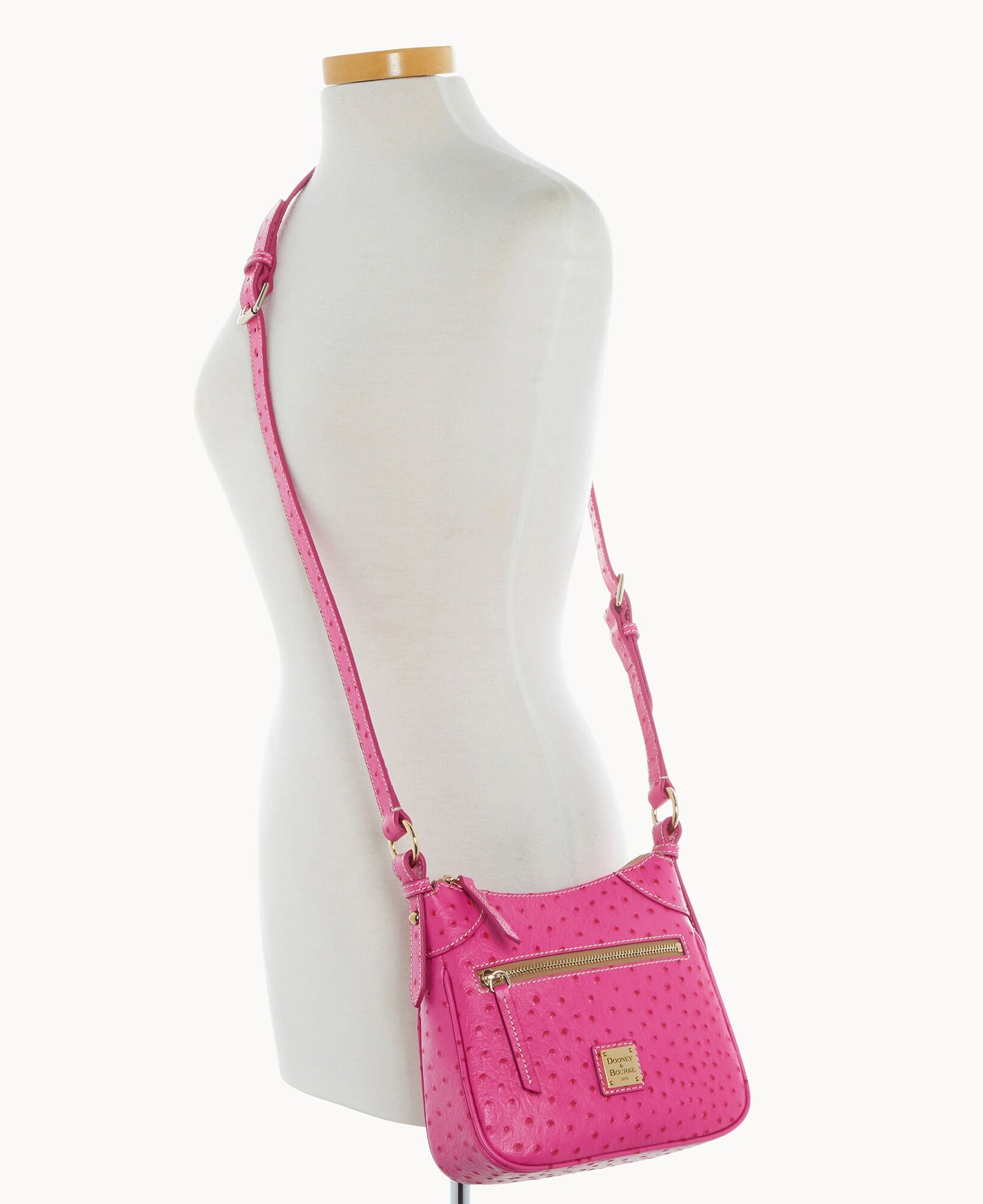 Ostrich Front Zip Crossbody
