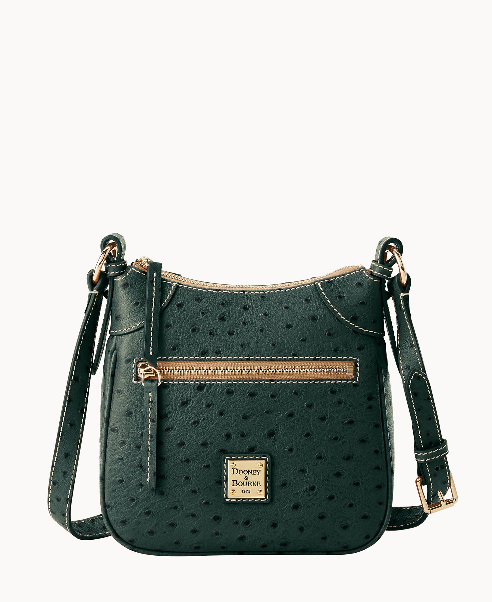 Ostrich Front Zip Crossbody