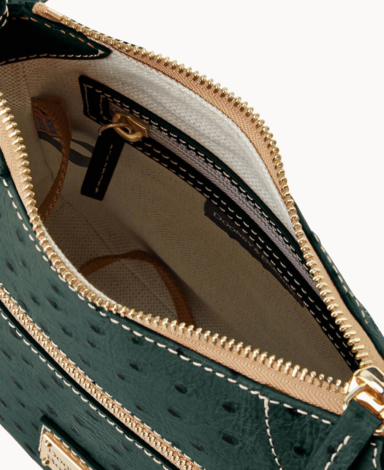 Ostrich Front Zip Crossbody