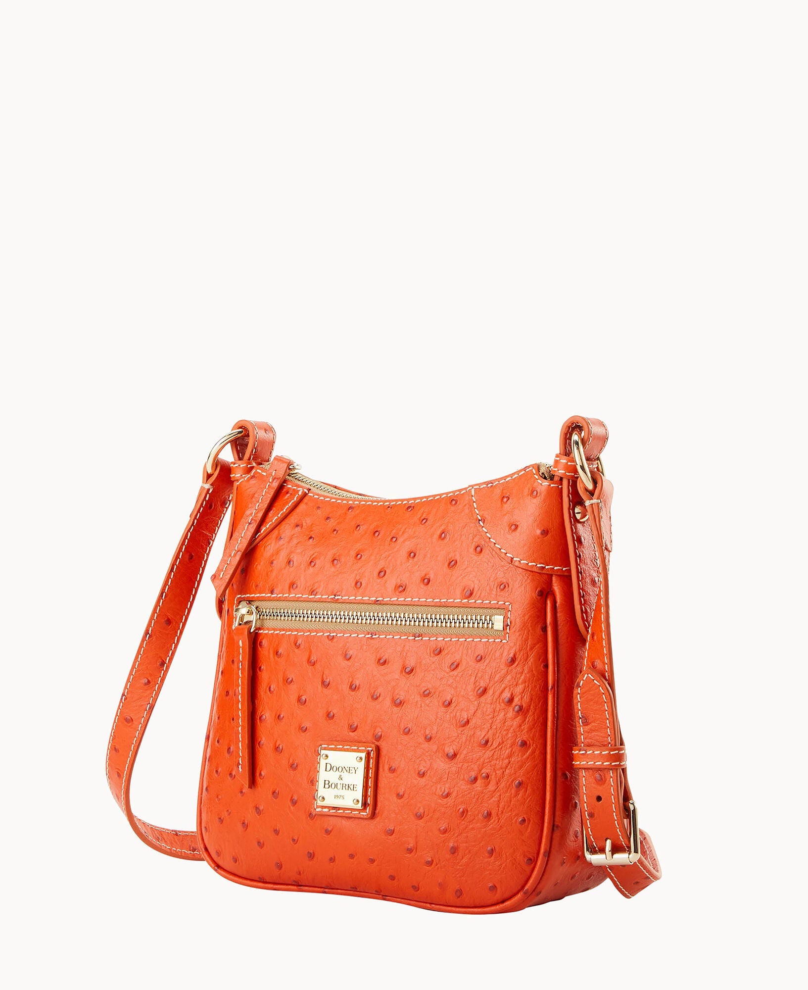 Ostrich Front Zip Crossbody