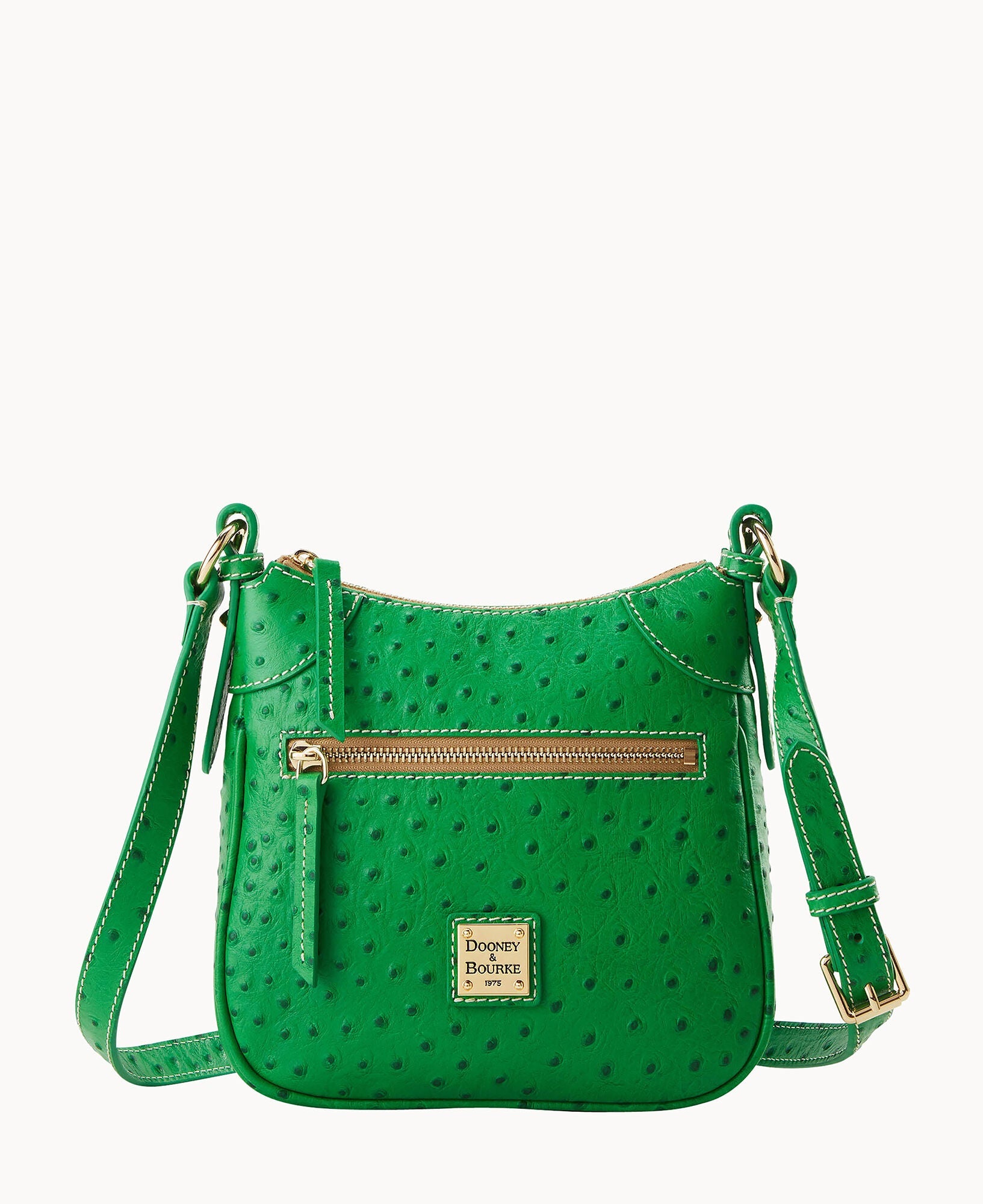 Ostrich Front Zip Crossbody