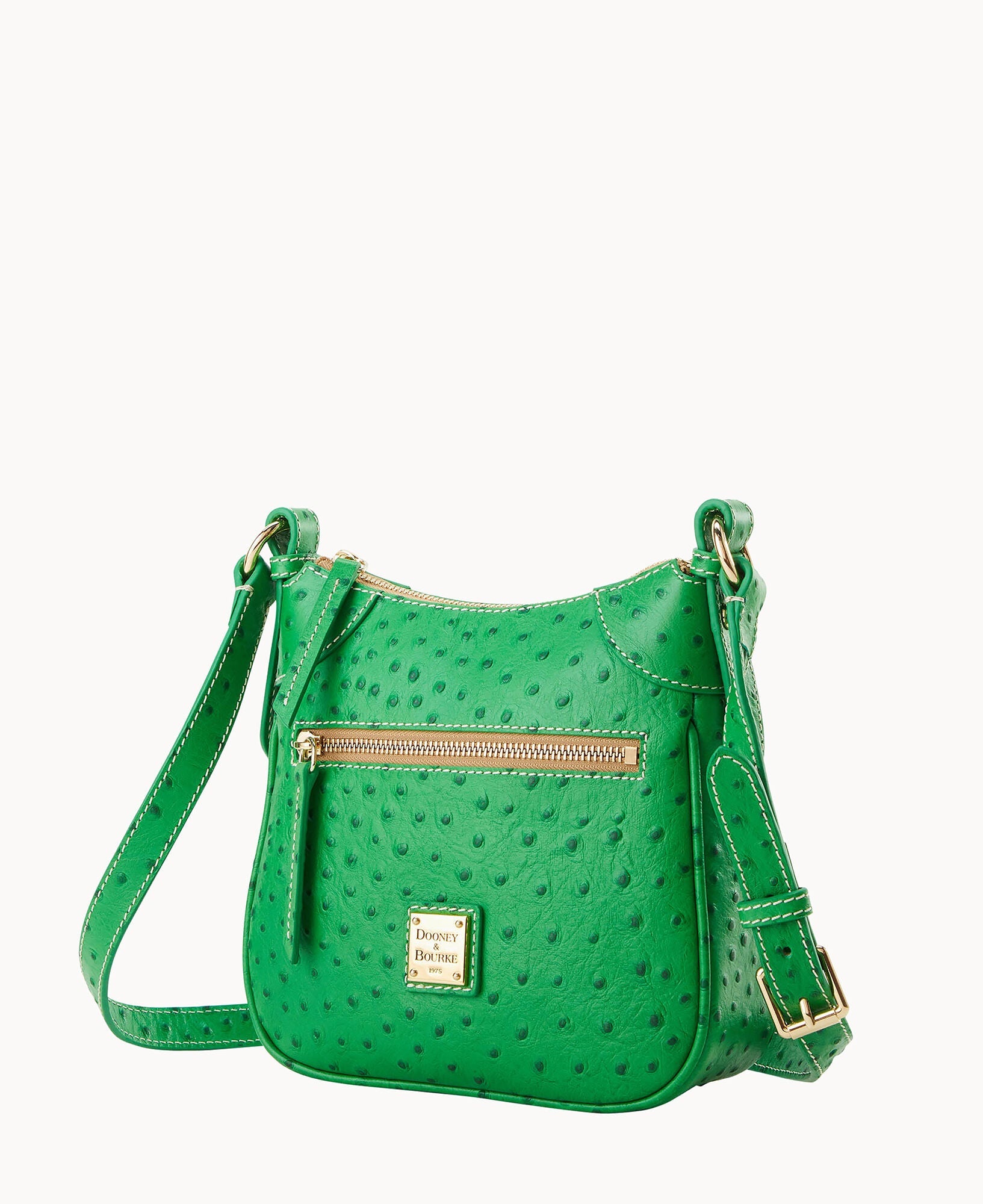Ostrich Front Zip Crossbody
