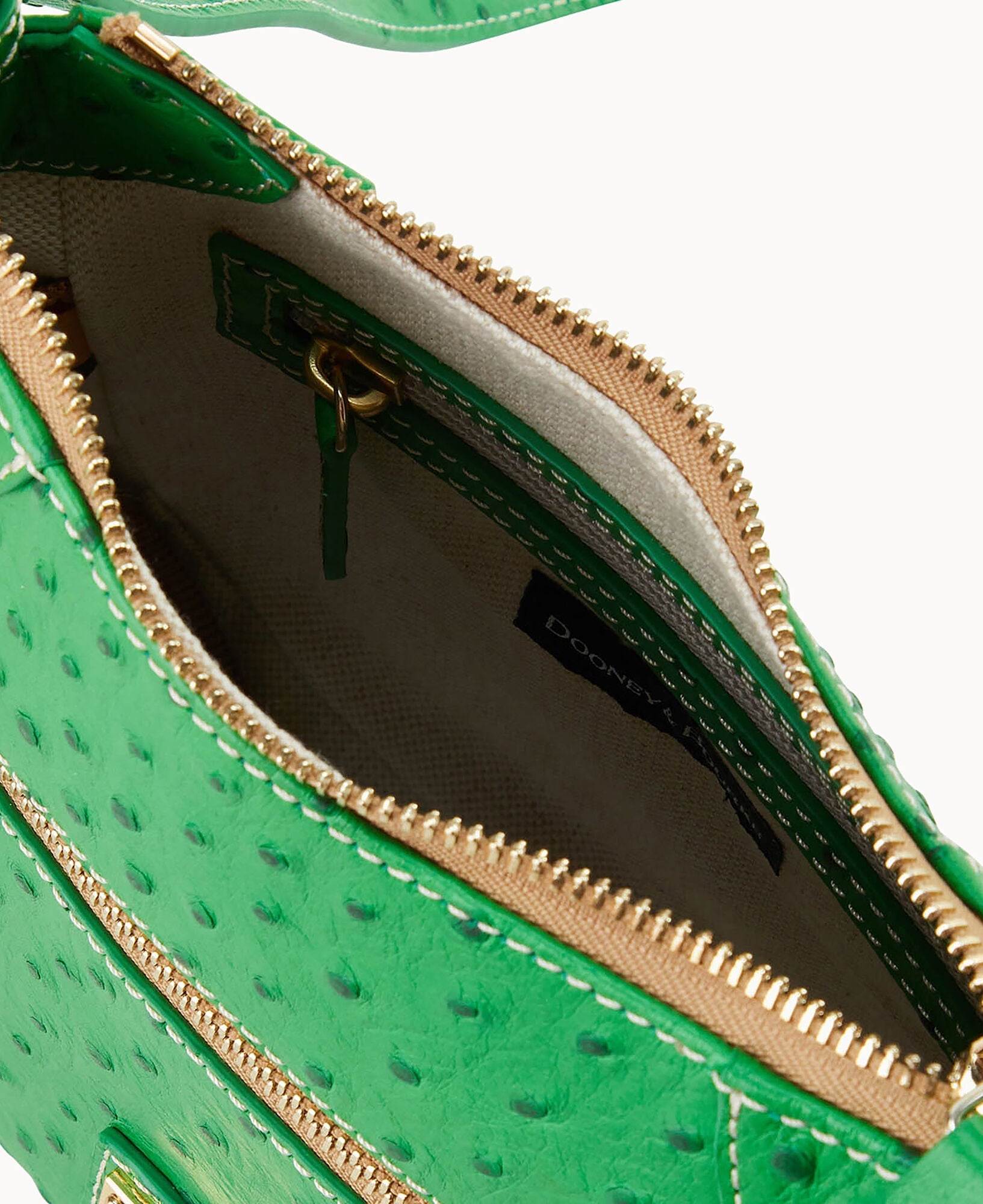 Ostrich Front Zip Crossbody