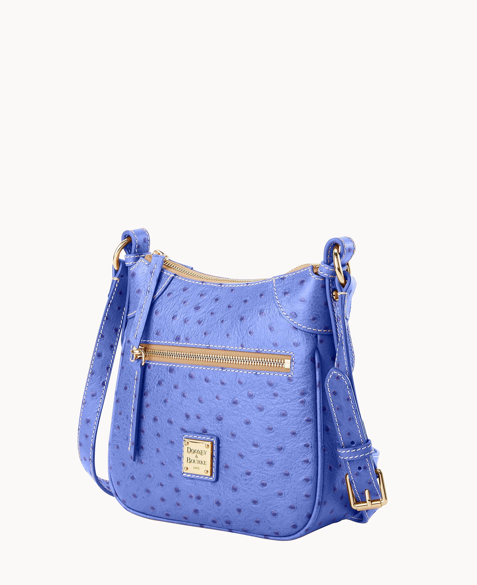 Ostrich Front Zip Crossbody