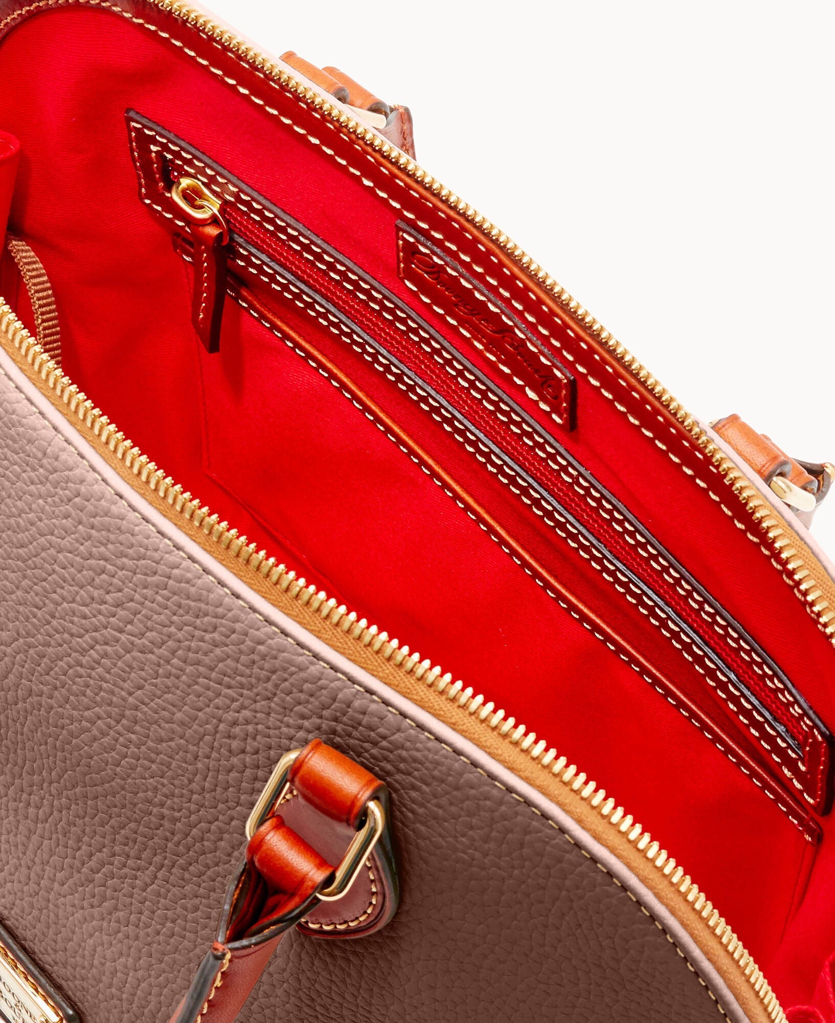 Pebble Grain Zip Zip Satchel