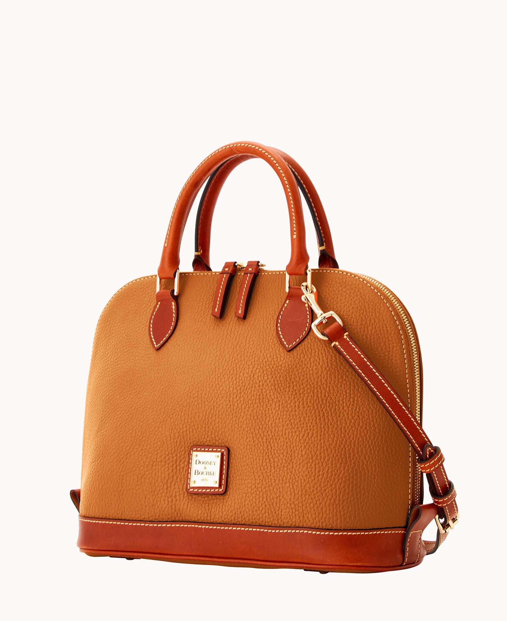 Pebble Grain Zip Zip Satchel