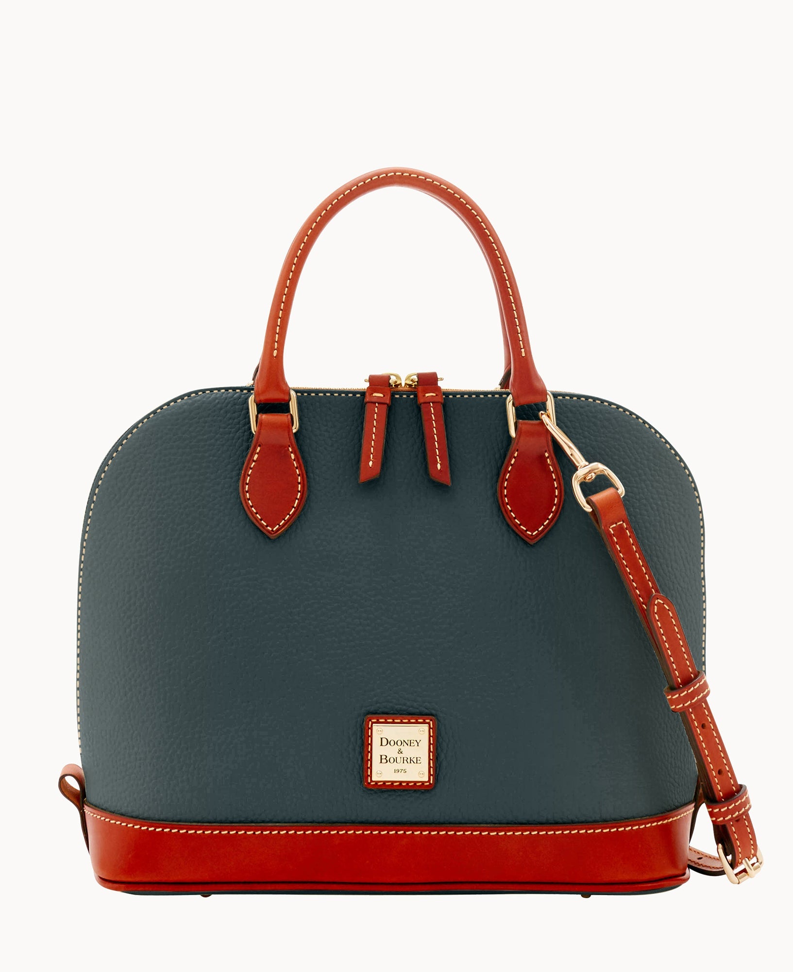 Pebble Grain Zip Zip Satchel
