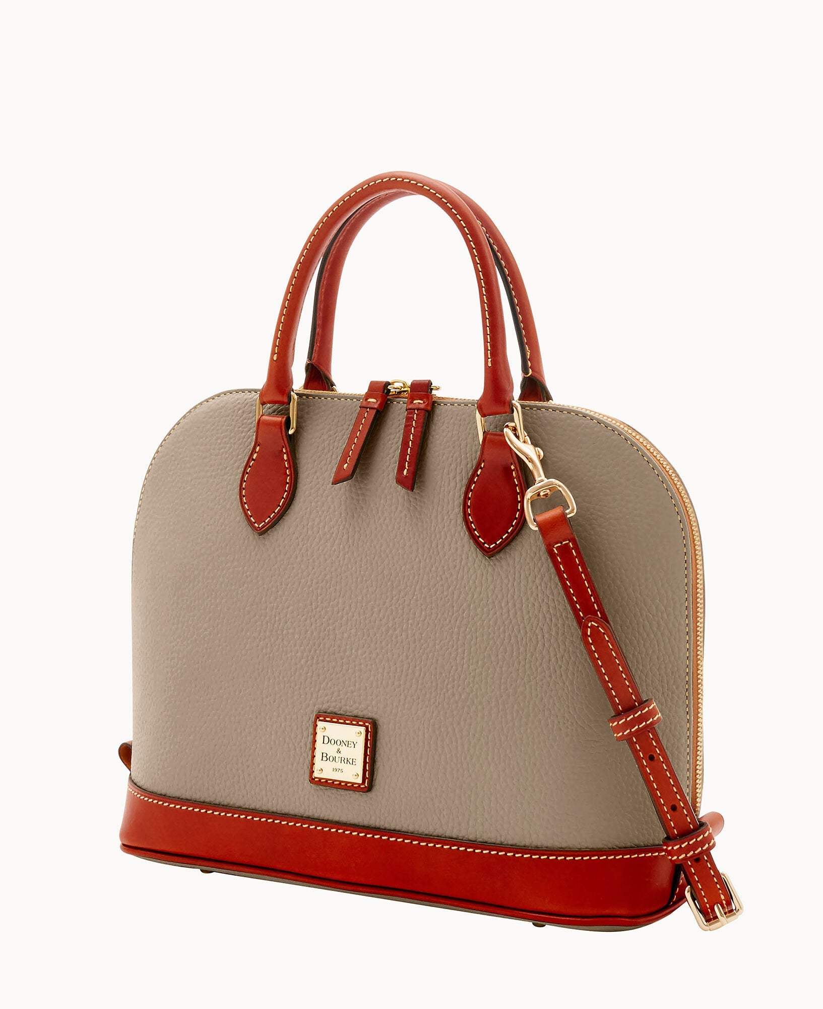 Pebble Grain Zip Zip Satchel