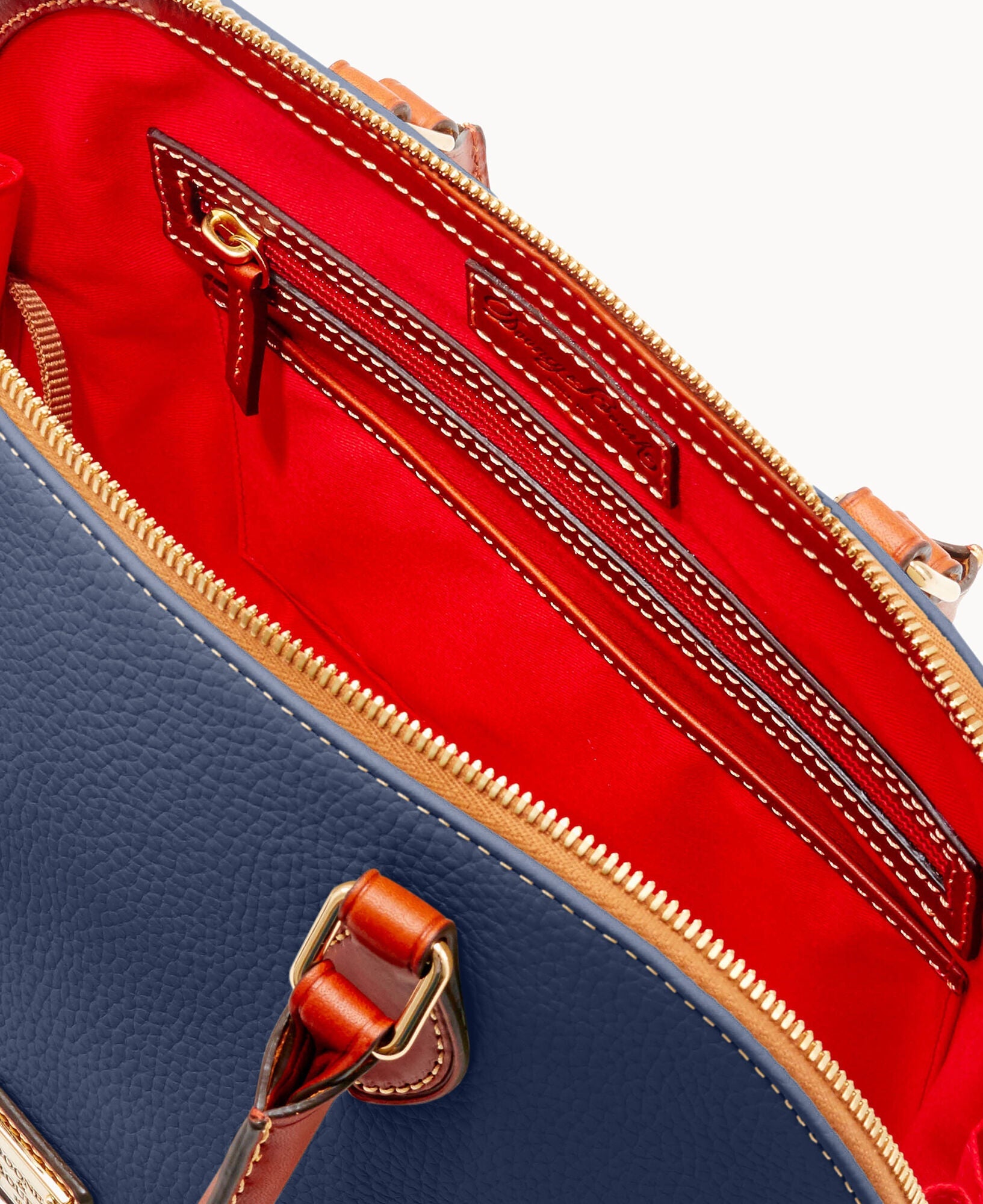 Pebble Grain Zip Zip Satchel