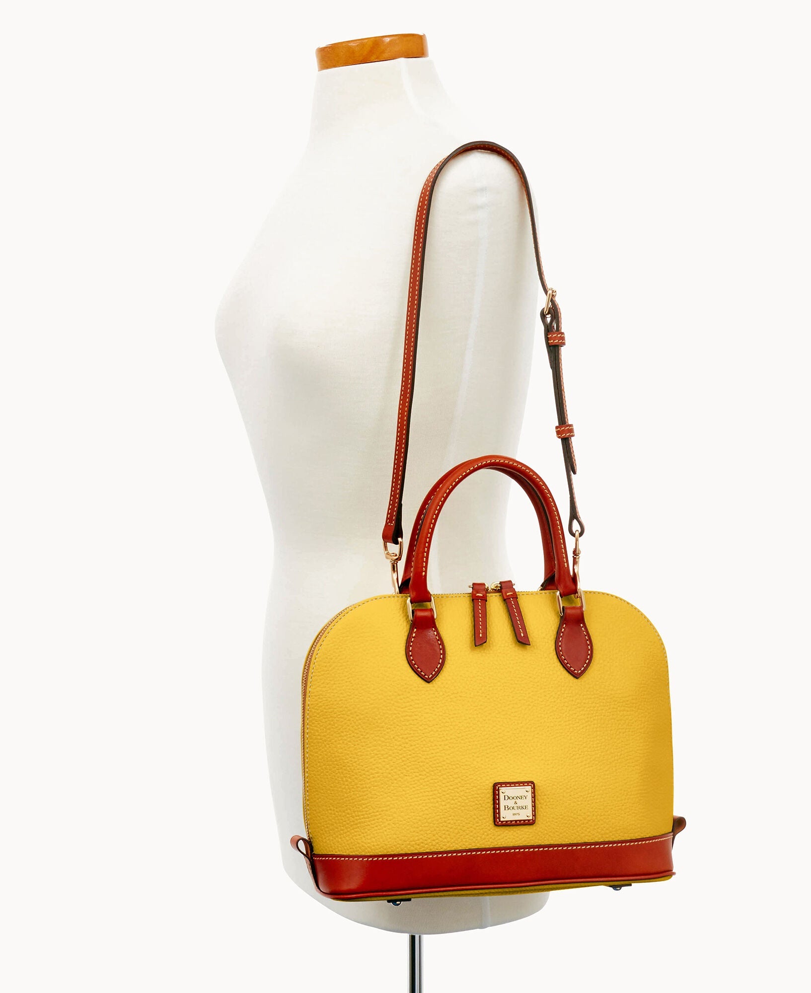 Pebble Grain Zip Zip Satchel