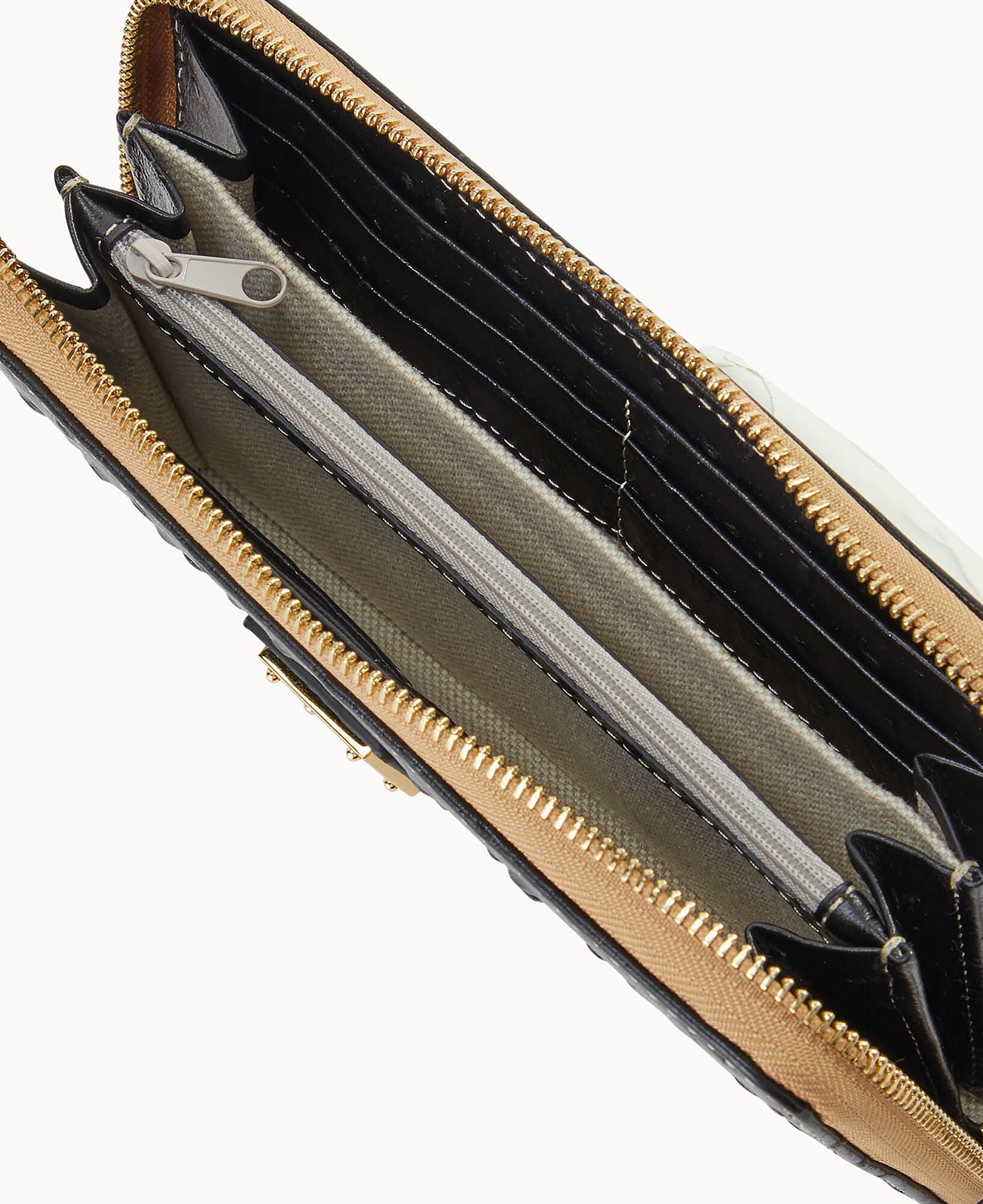 Ostrich Large Zip Around Wristlet