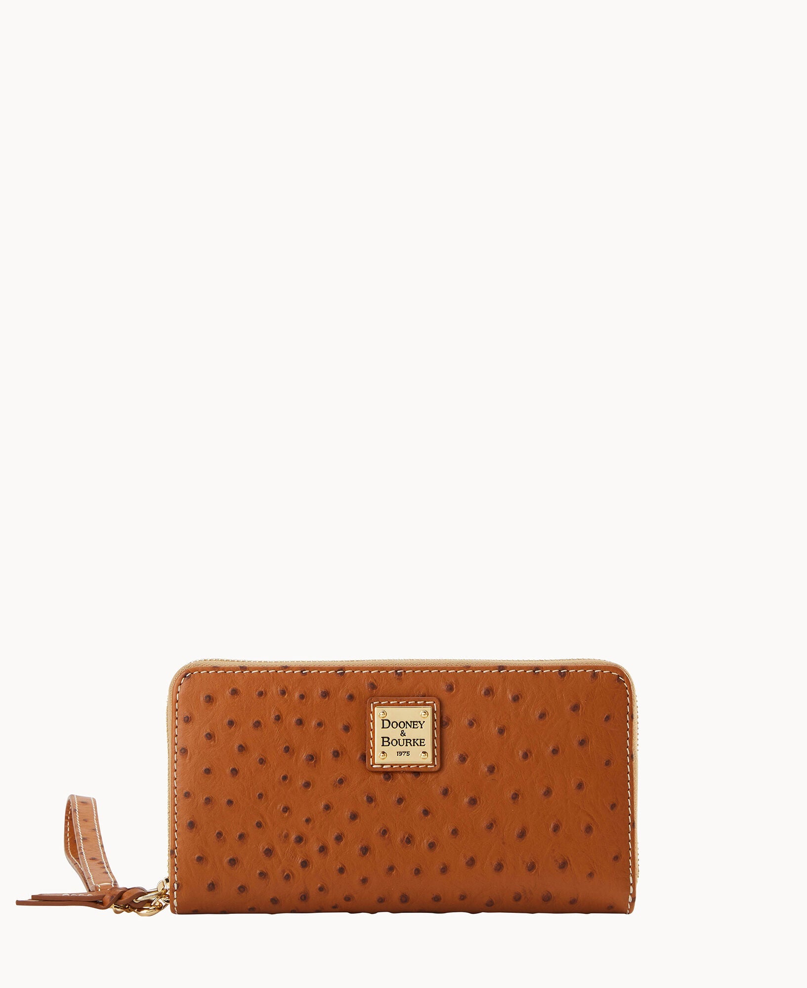 Ostrich Large Zip Around Wristlet