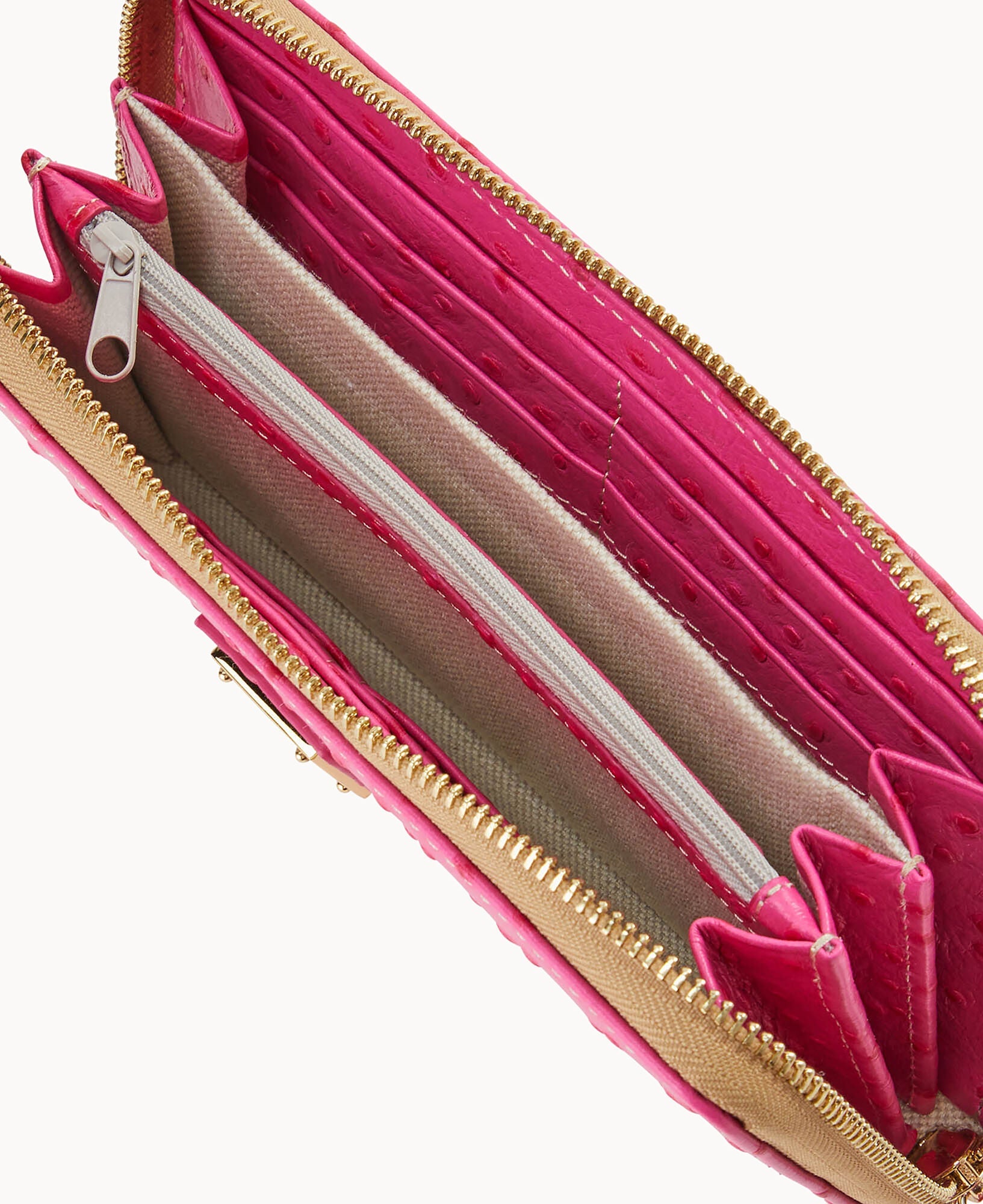 Ostrich Large Zip Around Wristlet