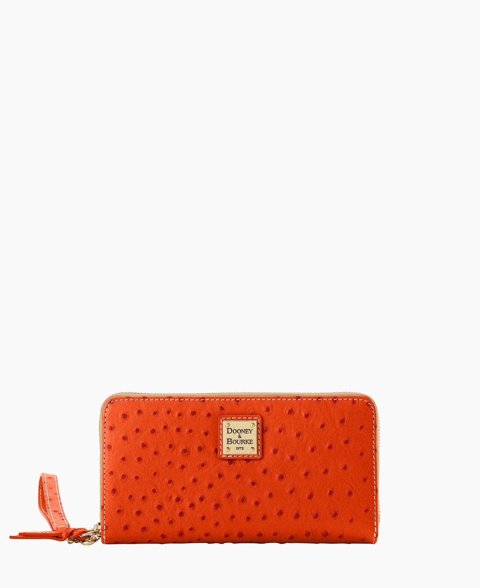 Ostrich Large Zip Around Wristlet