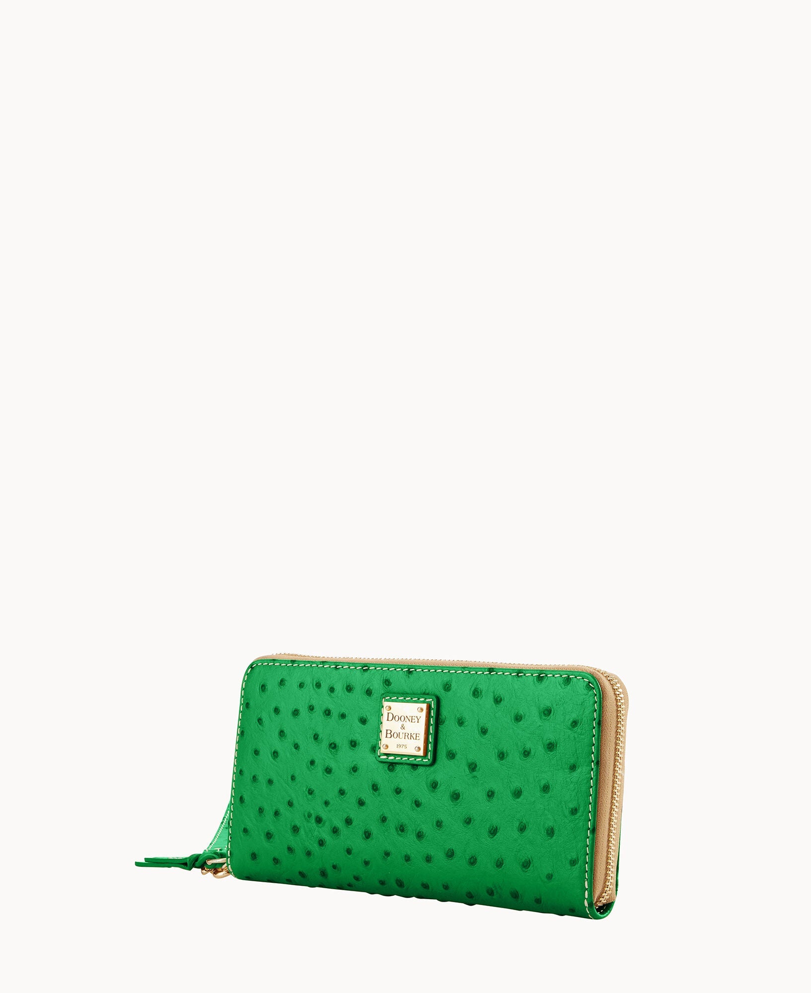 Ostrich Large Zip Around Wristlet