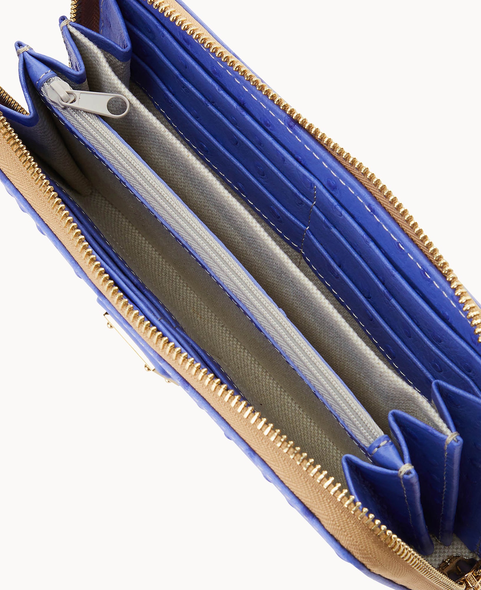 Ostrich Large Zip Around Wristlet